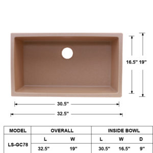 Single Bowl Granite Composite Sink Bisque