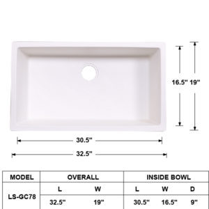 Single Bowl Granite Composite Sink White